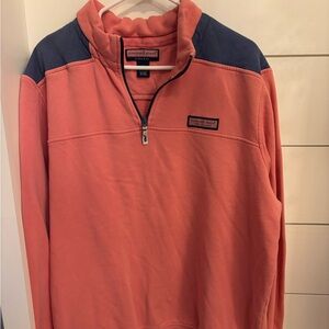 Vineyard Vines Men's Coral and Navy Sweater